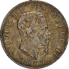 Moneta, Italia, Vittorio Emanuele II, 5 Lire, 1873, Milan, BB, Argento, KM:8.3