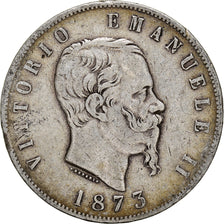 Moneta, Italia, Vittorio Emanuele II, 5 Lire, 1873, Milan, MB+, Argento, KM:8.3
