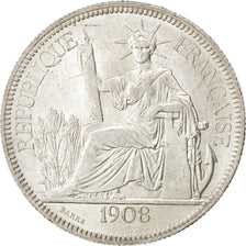 FRENCH INDO-CHINA, Piastre, 1908, Paris, KM #5a.1, graded, PCGS, MS(63),...