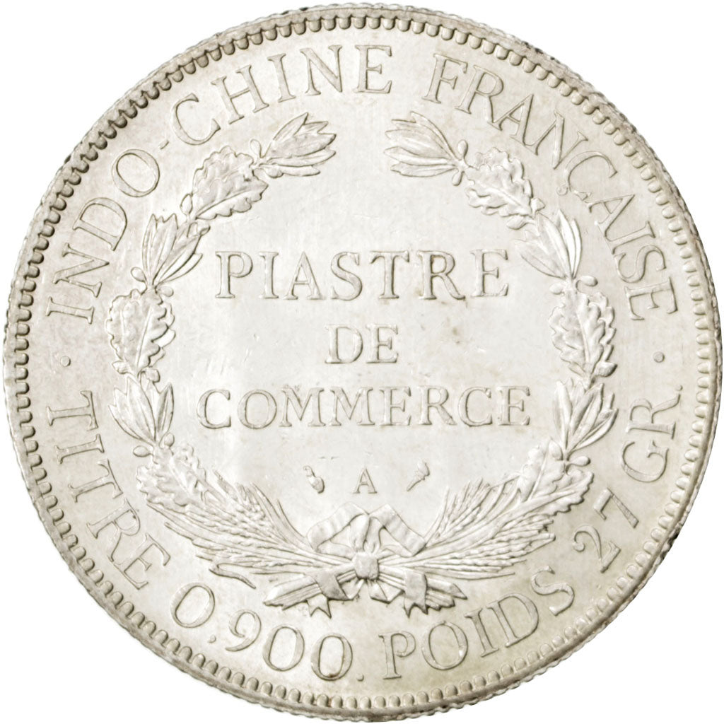 FRENCH INDO-CHINA, Piastre, 1908, Paris, KM #5a.1, graded, PCGS, MS(63),...