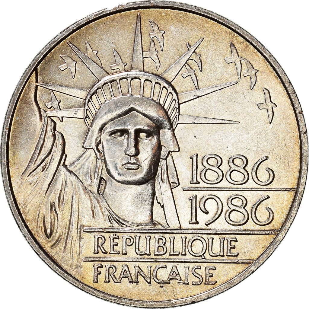 Coin, France, Statue de la Liberté, 100 Francs, 1986, MS(60-62), Silver