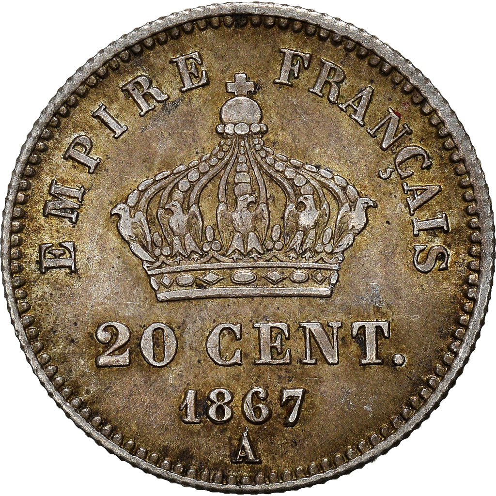 Moeda, França, Napoleon III, Napoléon III, 20 Centimes, 1867, Paris