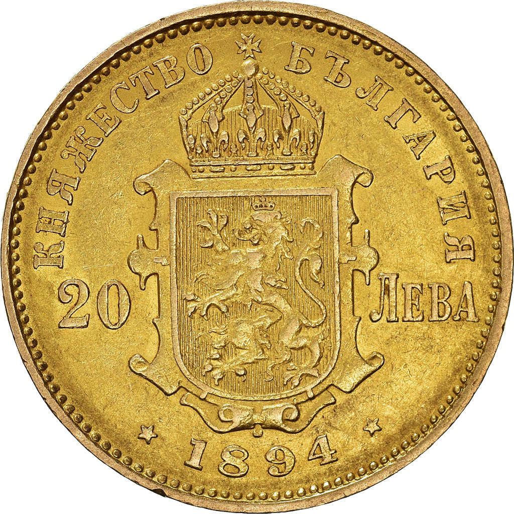 Moneta, Bulgaria, Ferdinand I, 20 Leva, 1894, Kormoczbanya, Hungary, BB, Oro