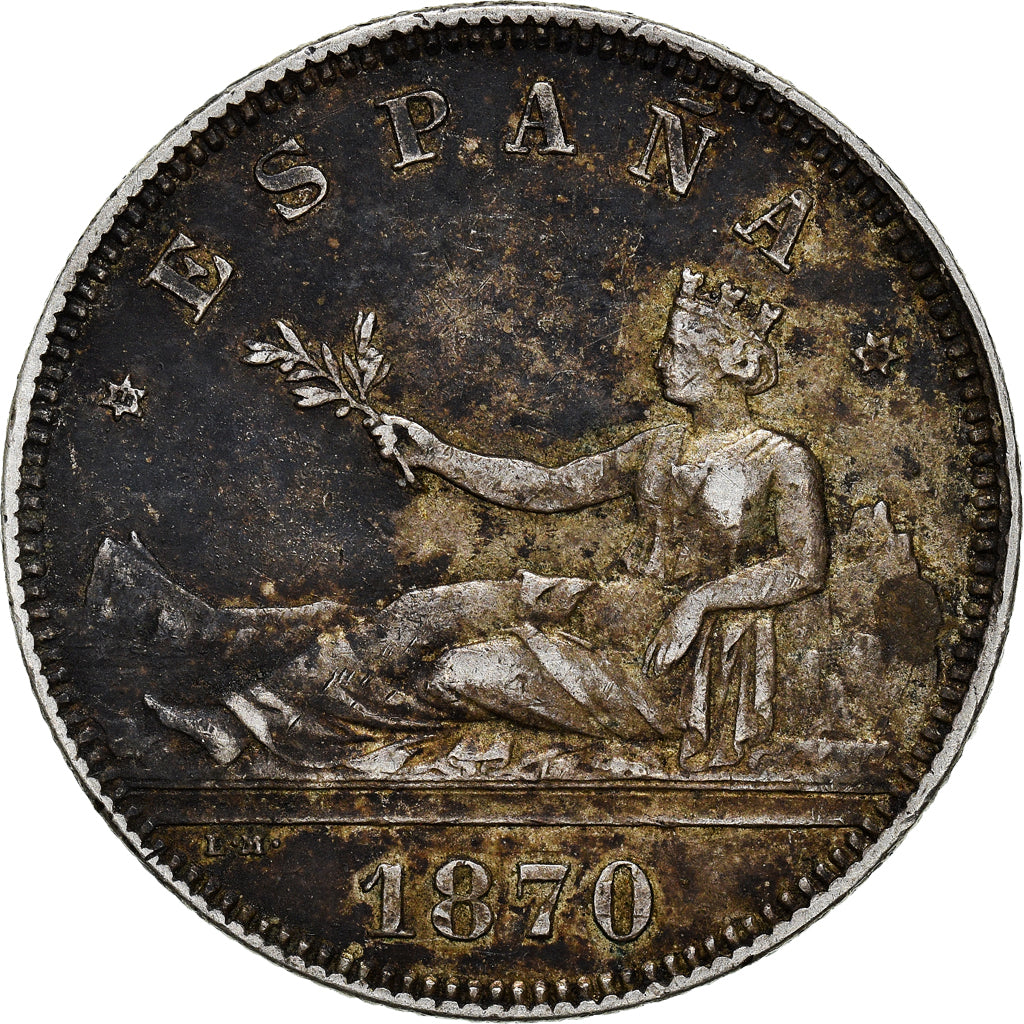 Coin, Spain, Provisional Government, 2 Pesetas, 1870 (75), Madrid, EF(40-45)