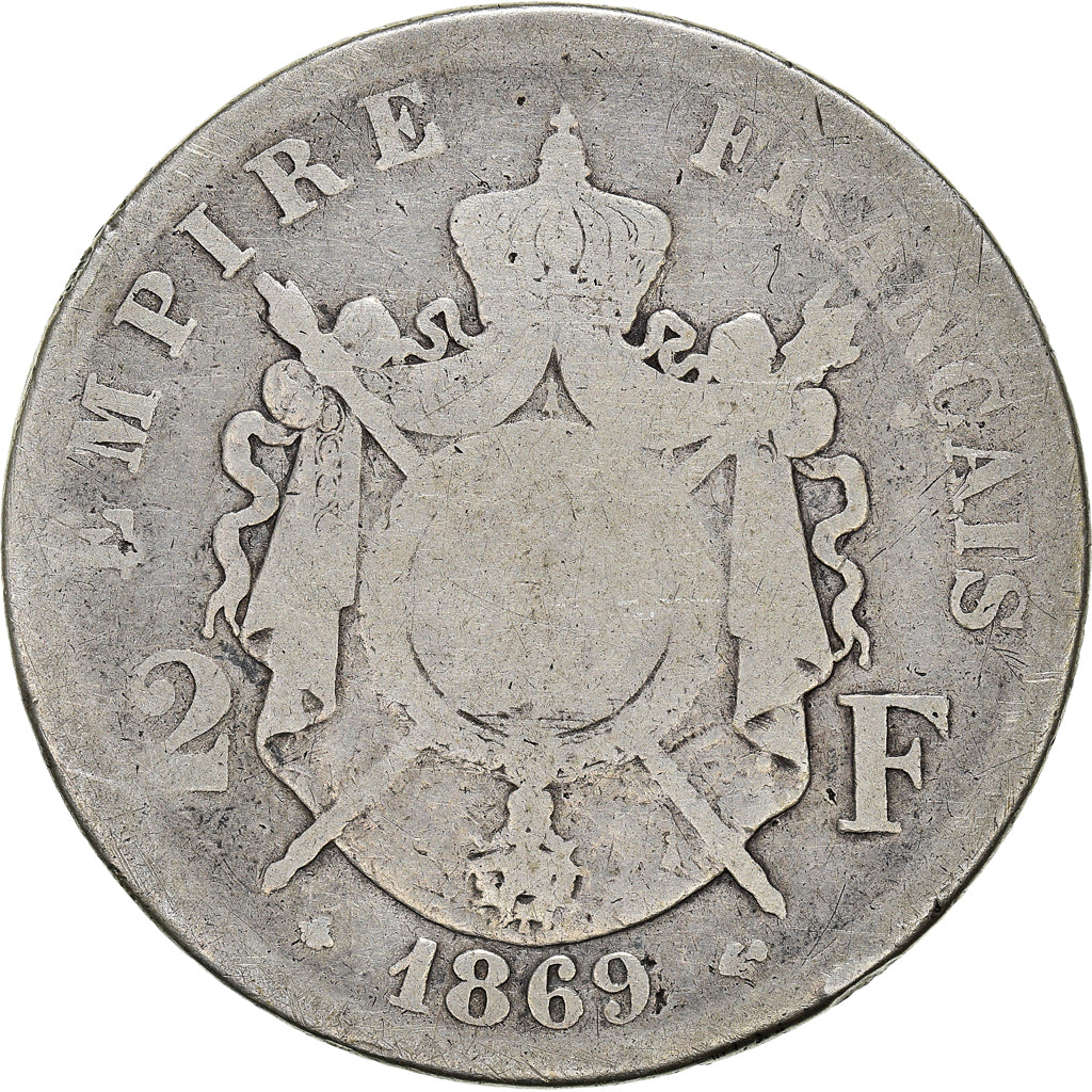 Coin, France, Napoleon III, Napoléon III, 2 Francs, 1869, Paris, F(12-15)