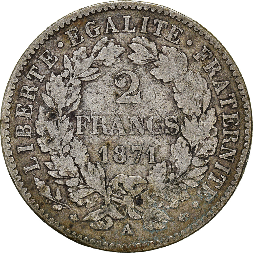 Monnaie, France, Cérès, 2 Francs, 1871, Paris, TB+, Argent, Gadoury:530
