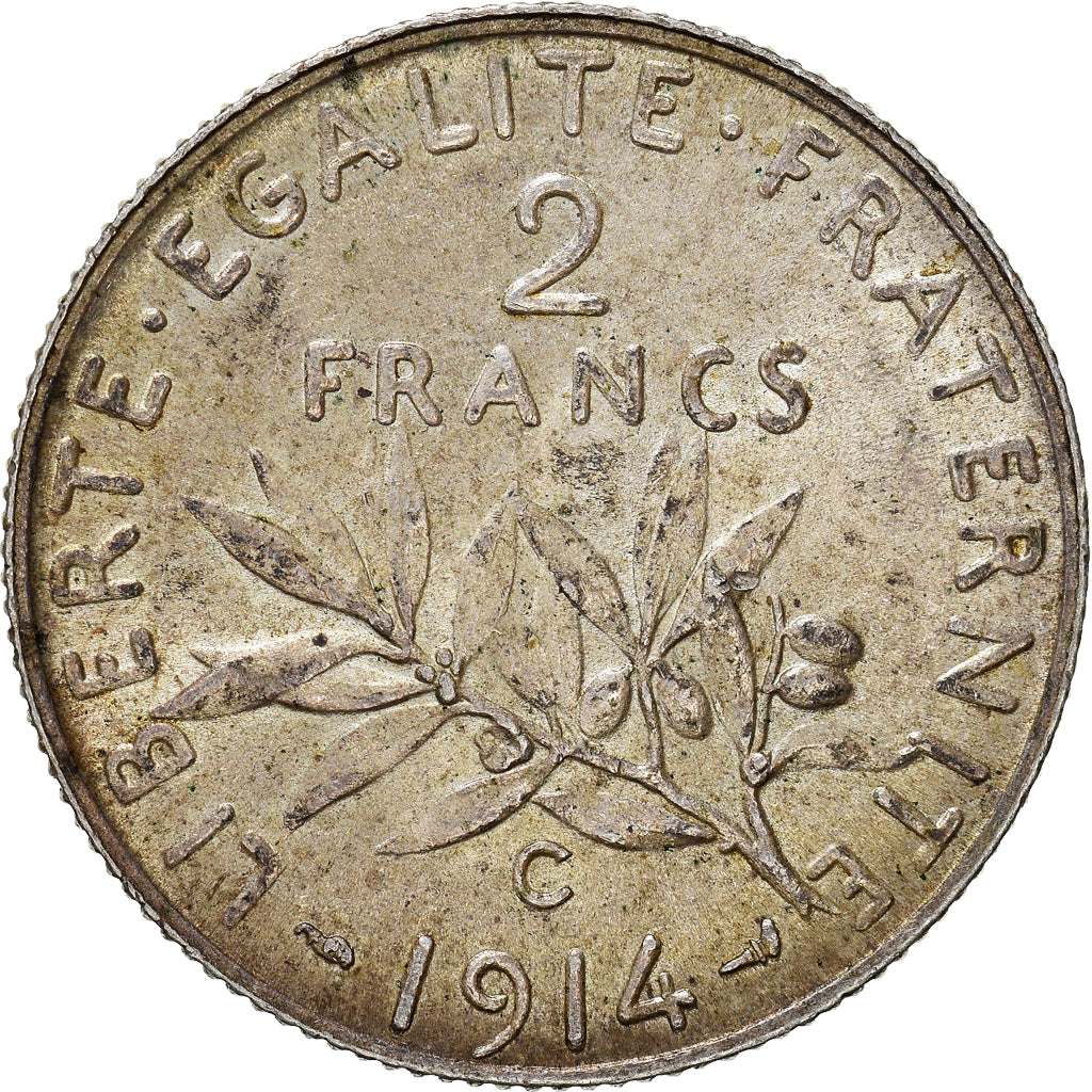 Münze, Frankreich, Semeuse, 2 Francs, 1914, Castelsarrasin, VZ, Silber