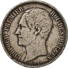 Moneda, Bélgica, Leopold I, 5 Francs, 5 Frank, 1853, BC+, Plata, KM:17