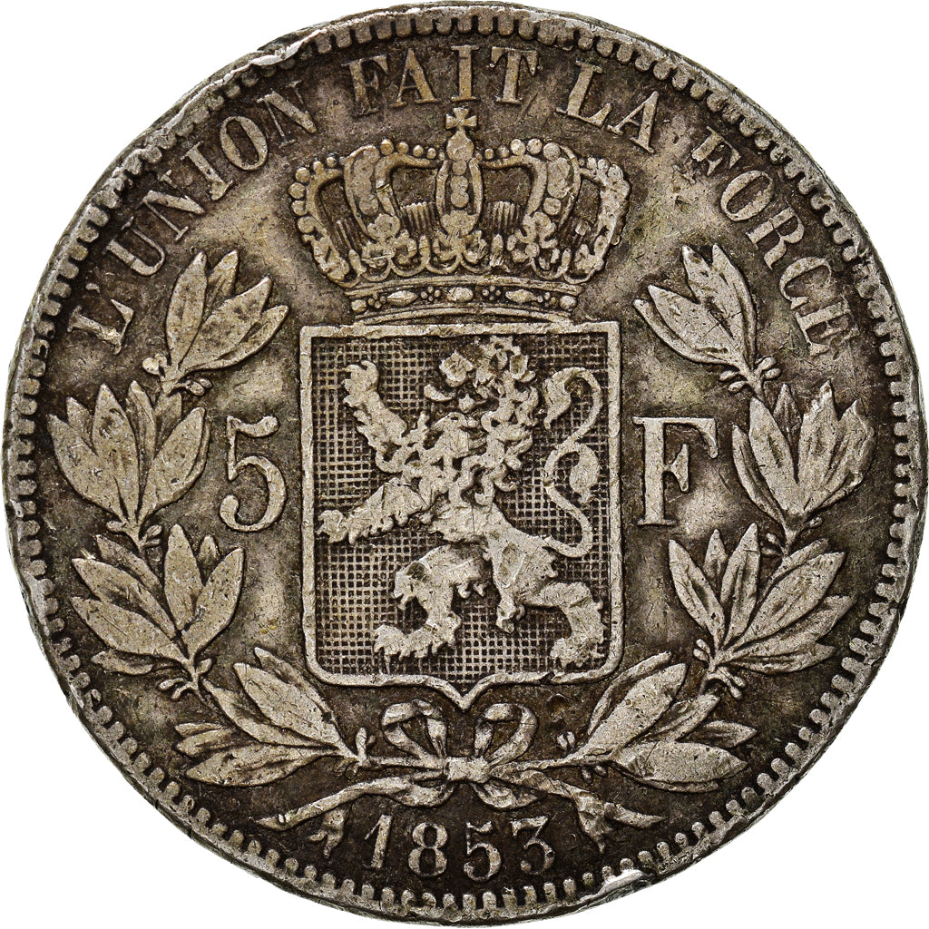 Münze, Belgien, Leopold I, 5 Francs, 5 Frank, 1853, S, Silber, KM:17