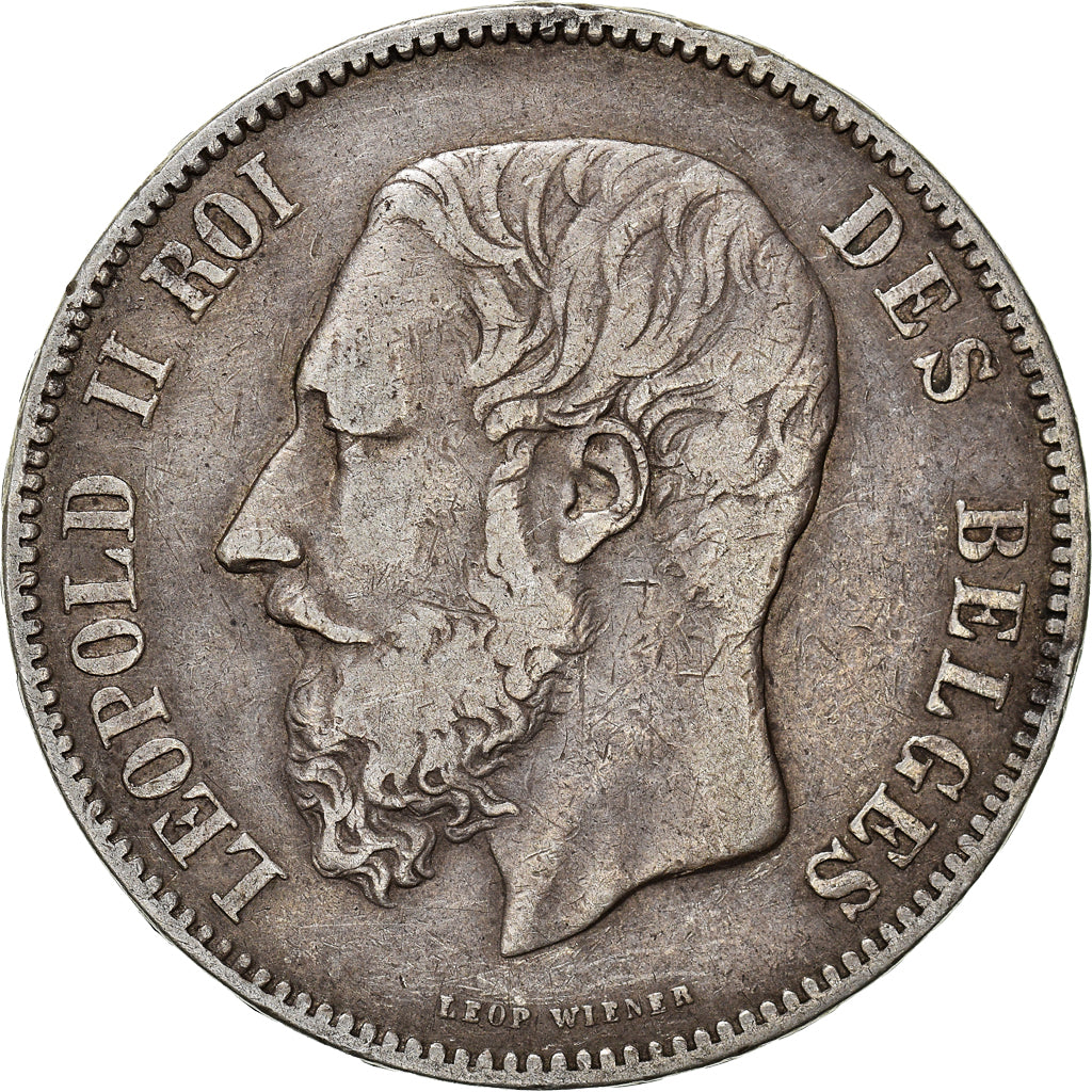 Coin, Belgium, Leopold II, 5 Francs, 5 Frank, 1870, Brussels, VF(30-35), Silver