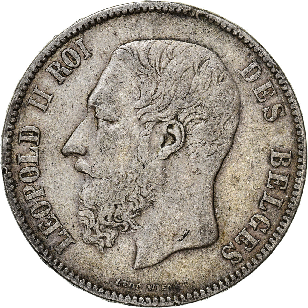 Coin, Belgium, Leopold II, 5 Francs, 5 Frank, 1870, Brussels, VF(30-35), Silver