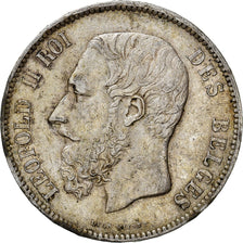 Munten, België, Leopold II, 5 Francs, 5 Frank, 1872, ZF, Zilver, KM:24