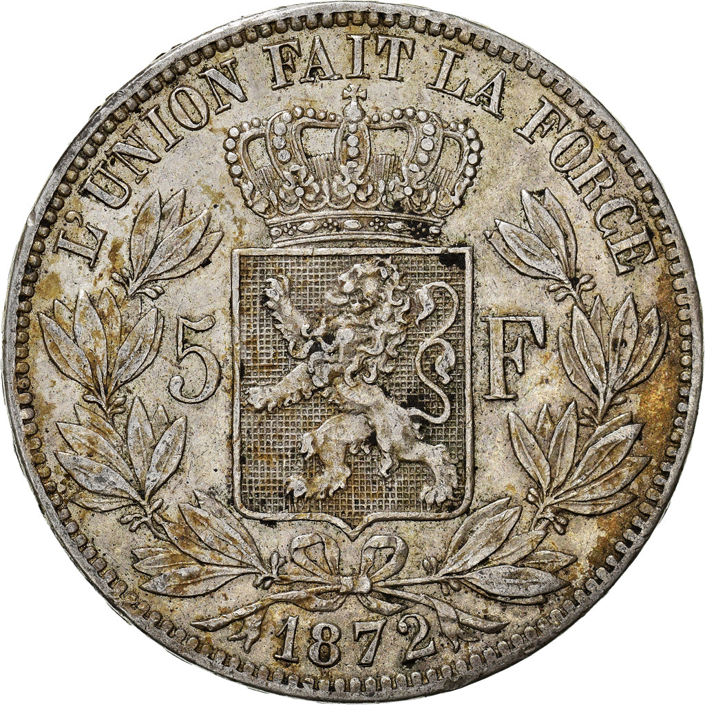 Coin, Belgium, Leopold II, 5 Francs, 5 Frank, 1872, EF(40-45), Silver, KM:24