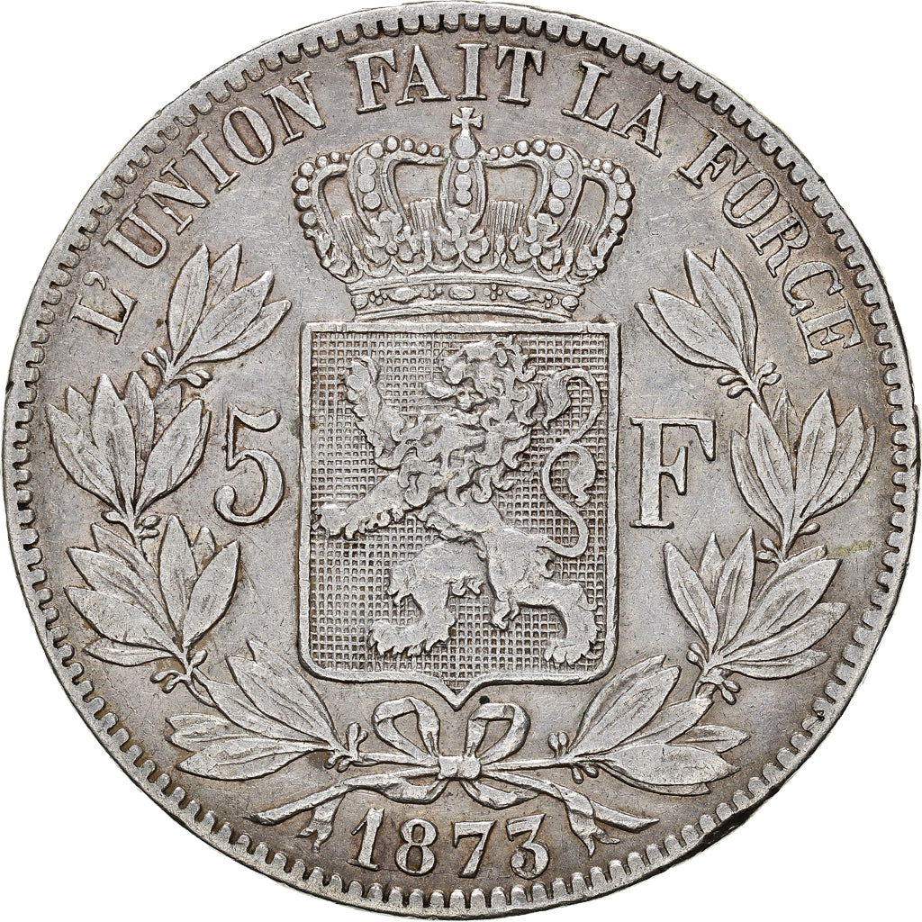 Coin, Belgium, Leopold II, 5 Francs, 5 Frank, 1873, EF(40-45), Silver, KM:24