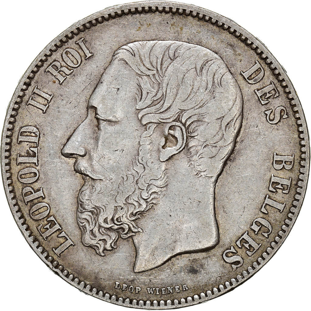Coin, Belgium, Leopold II, 5 Francs, 5 Frank, 1875, EF(40-45), Silver, KM:24