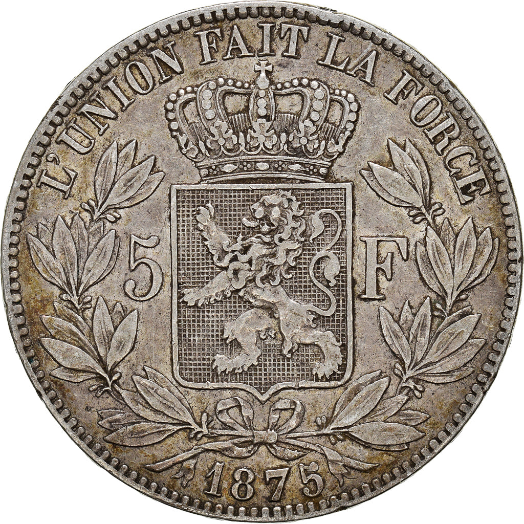 Coin, Belgium, Leopold II, 5 Francs, 5 Frank, 1875, EF(40-45), Silver, KM:24