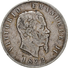 Coin, Italy, Vittorio Emanuele II, 5 Lire, 1872, Milan, VF(20-25), Silver