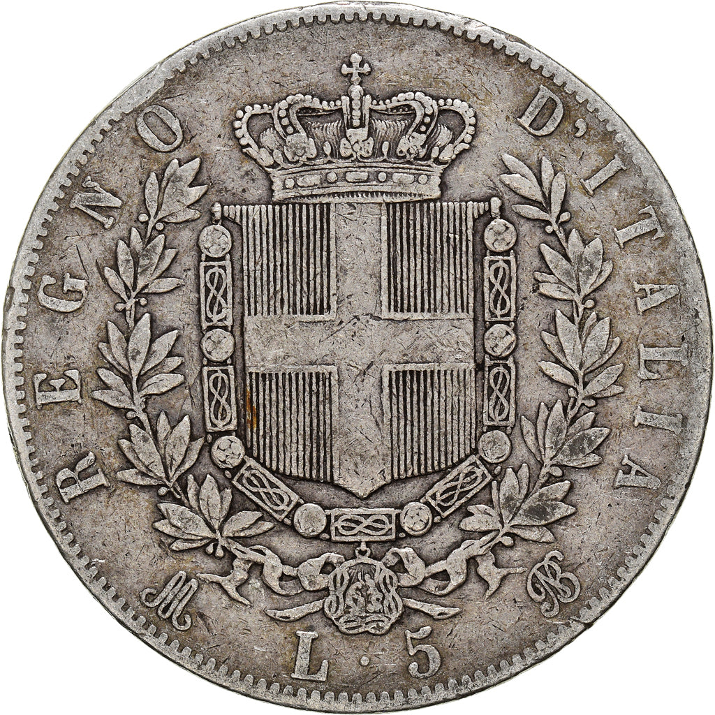 Coin, Italy, Vittorio Emanuele II, 5 Lire, 1872, Milan, VF(20-25), Silver