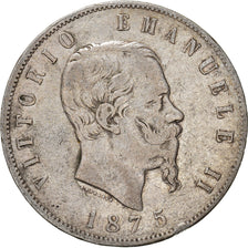 Coin, Italy, Vittorio Emanuele II, 5 Lire, 1875, Milan, VF(30-35), Silver