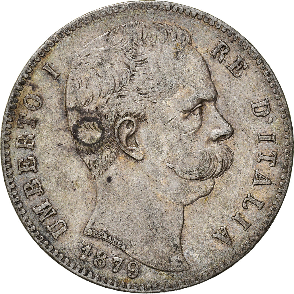 Coin, Italy, Umberto I, 5 Lire, 1879, Rome, VF(30-35), Silver, KM:20