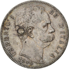 Coin, Italy, Umberto I, 5 Lire, 1879, Rome, VF(30-35), Silver, KM:20