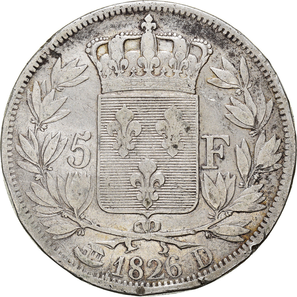 Münze, Frankreich, Charles X, 5 Francs, 1826, Lyon, S, Silber, KM:720.4