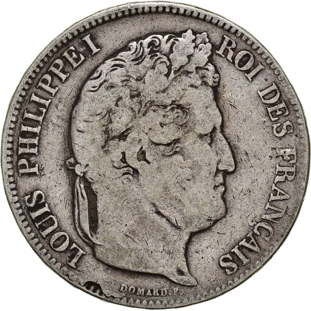 Moneta, Francia, Louis-Philippe, 5 Francs, 1833, Lyon, MB, Argento, KM:749.4