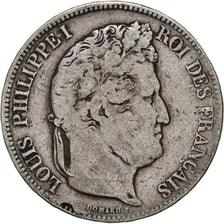 Moneta, Francia, Louis-Philippe, 5 Francs, 1833, Lyon, MB, Argento, KM:749.4