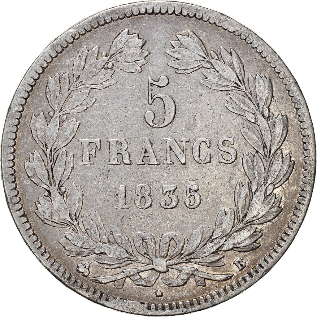 Monnaie, France, Louis-Philippe, 5 Francs, 1835, Rouen, TB+, Argent