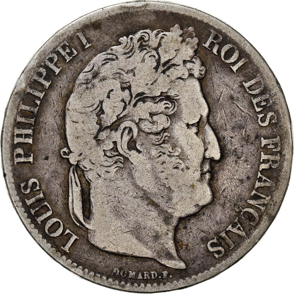 Moneta, Francia, Louis-Philippe, 5 Francs, 1839, Strasbourg, MB, Argento