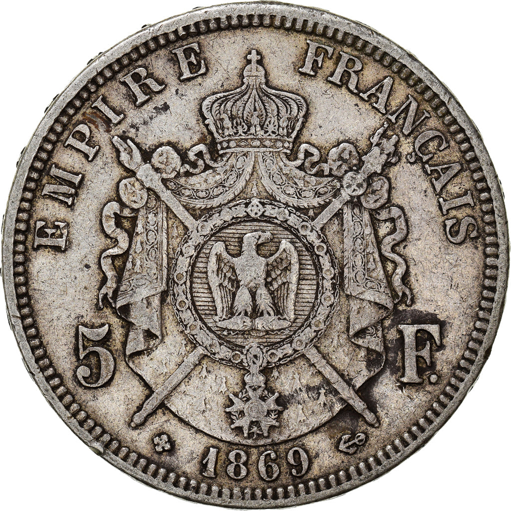 Coin, France, Napoleon III, 5 Francs, 1869, Strasbourg, VF(30-35), Silver