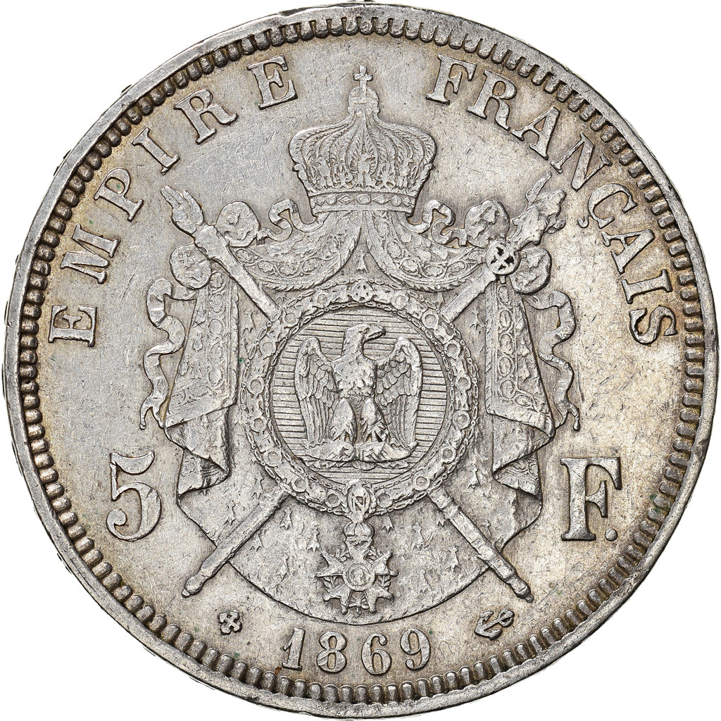 Coin, France, Napoléon III, 5 Francs, 1869, Strasbourg, EF(40-45), Silver