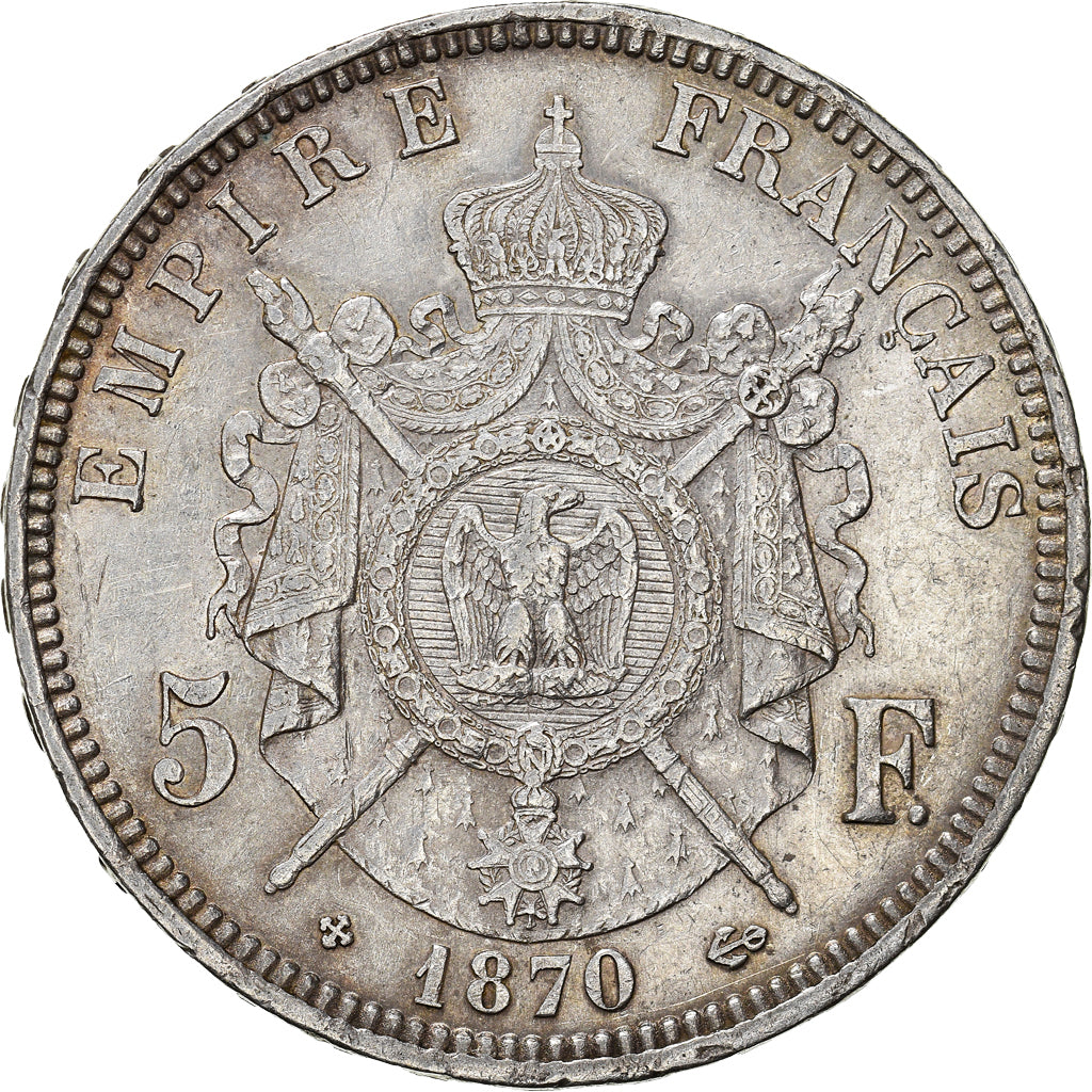 Coin, France, Napoléon III, 5 Francs, 1870, Strasbourg, EF(40-45), Silver