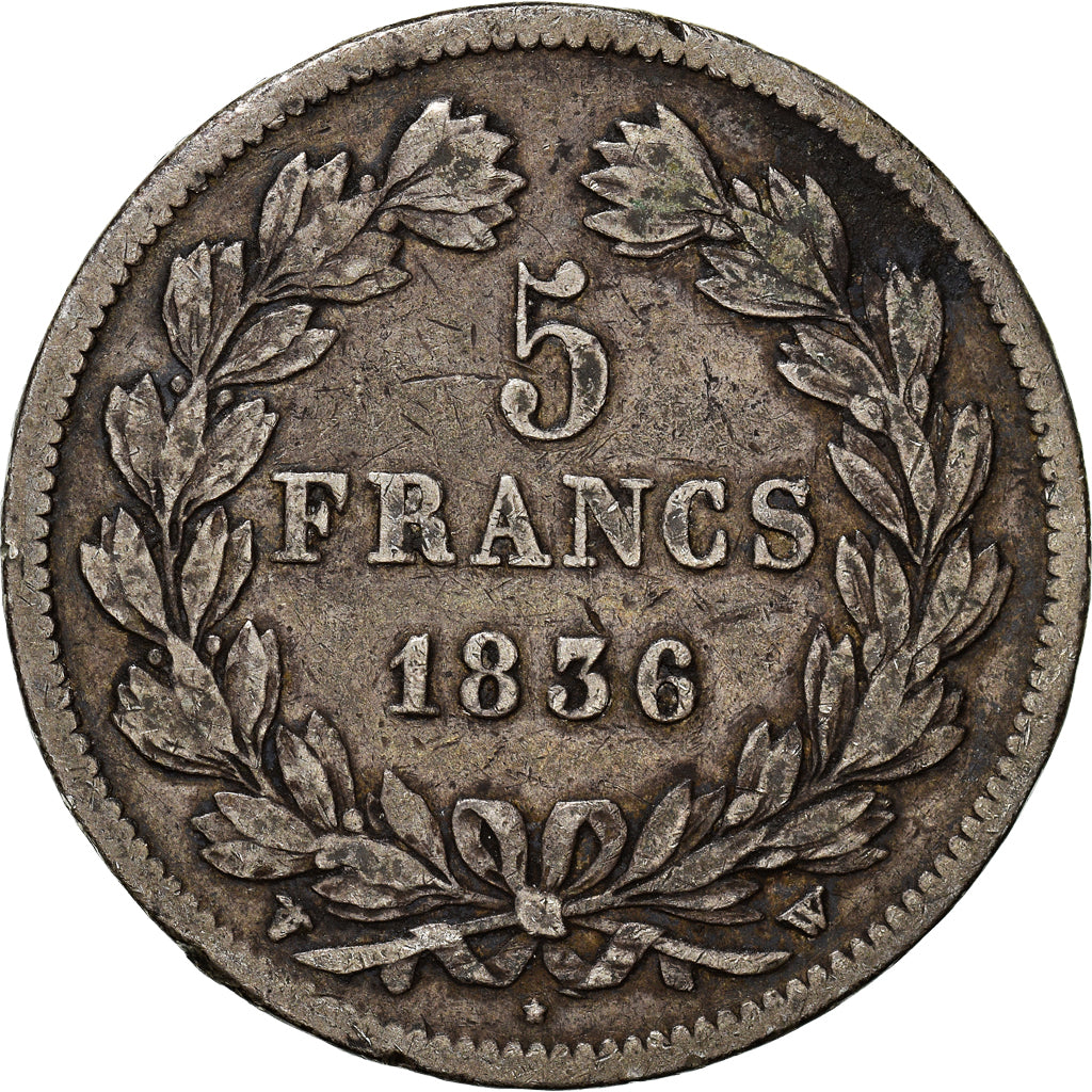 Monnaie, France, Louis-Philippe, 5 Francs, 1836, Lille, TB, Argent, Gadoury:678
