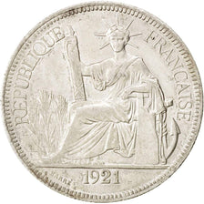 FRENCH INDO-CHINA, Piastre, 1921, Heaton, KM #5a.3, AU(50-53), Silver, Lecompte.