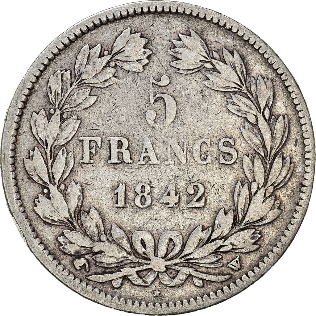 Coin, France, Louis-Philippe, 5 Francs, 1842, Lille, VF(20-25), Silver