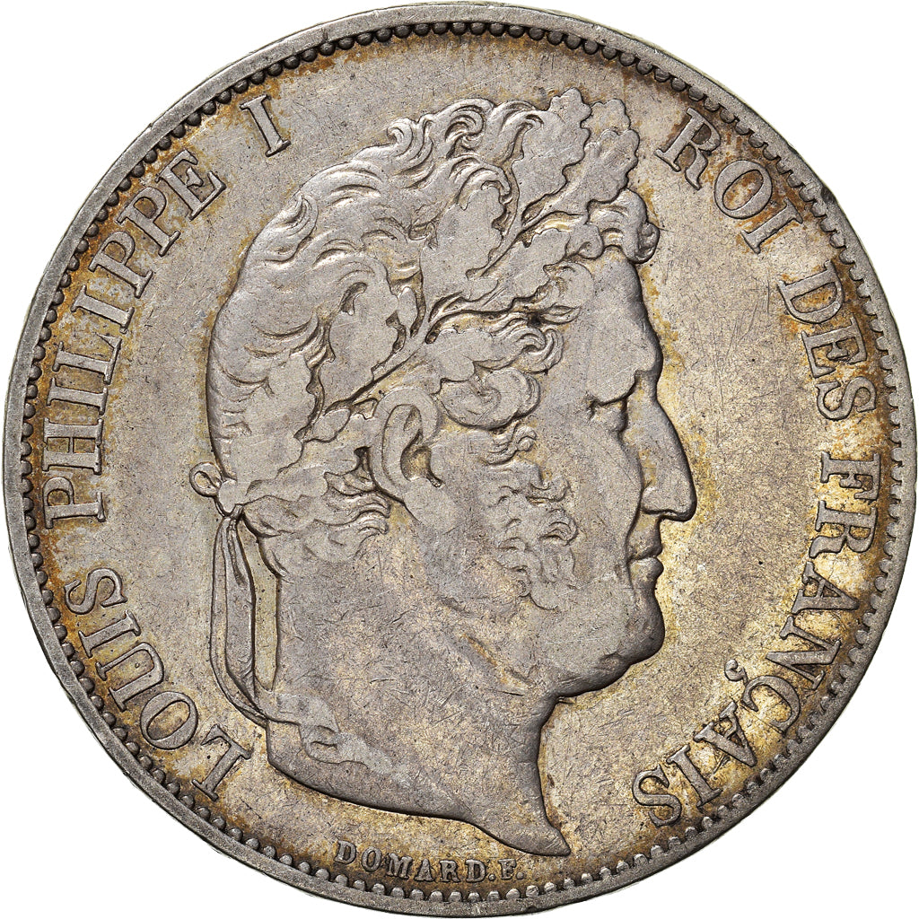 Moneda, Francia, Louis-Philippe, 5 Francs, 1844, Lille, BC+, Plata, KM:749.13