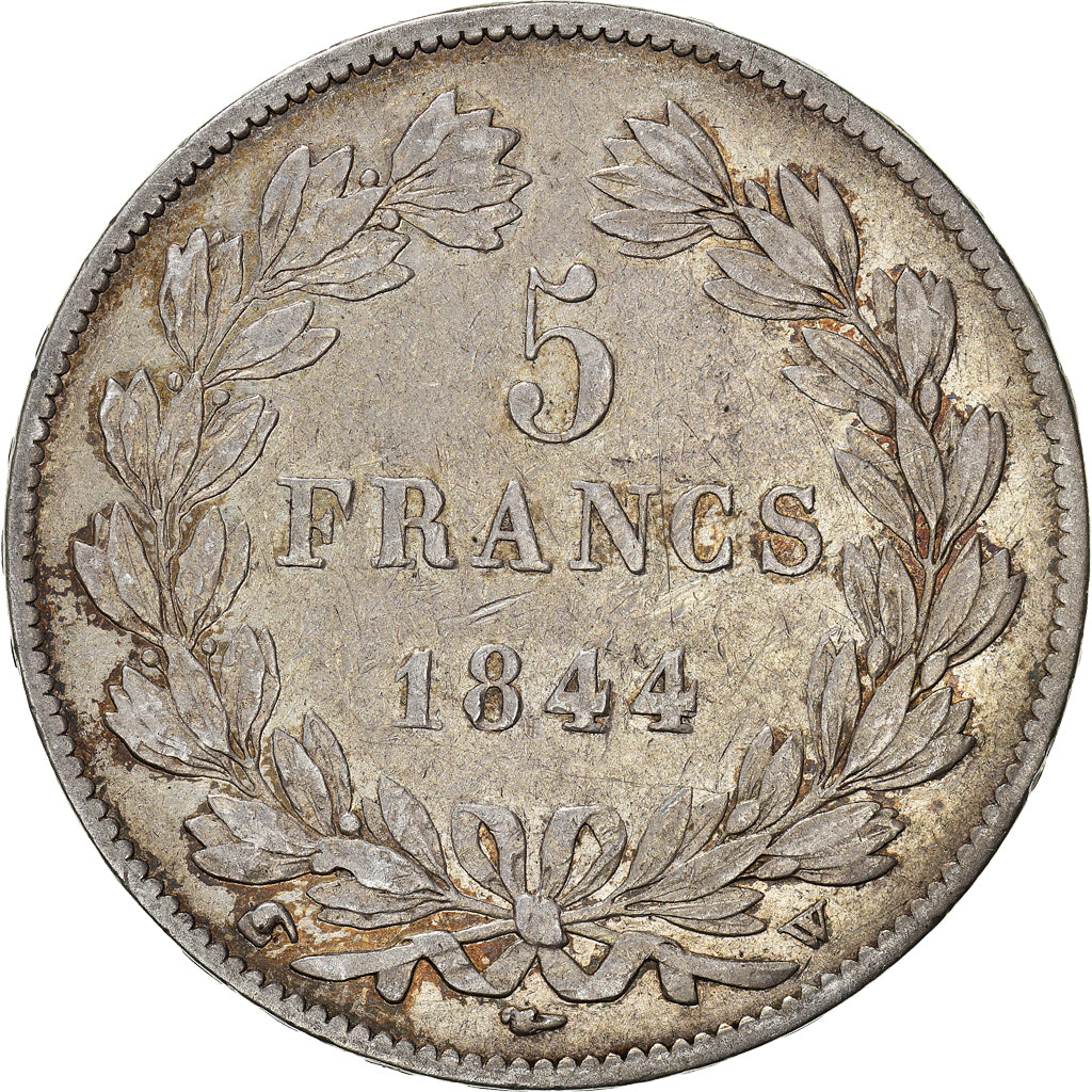 Moneda, Francia, Louis-Philippe, 5 Francs, 1844, Lille, BC+, Plata, KM:749.13