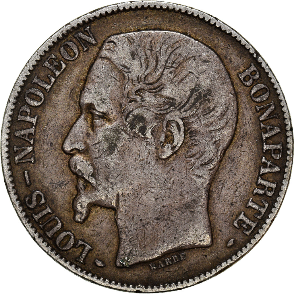 Moneda, Francia, Napoléon III, 5 Francs, 1852, Paris, BC+, Plata, KM:773.1