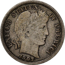Coin, United States, Barber Dime, Dime, 1907, Philadelphia, EF(40-45), Silver