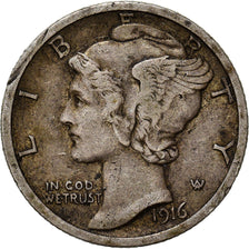 Moneta, Stati Uniti, Mercury Dime, Dime, 1916, U.S. Mint, Philadelphia, BB
