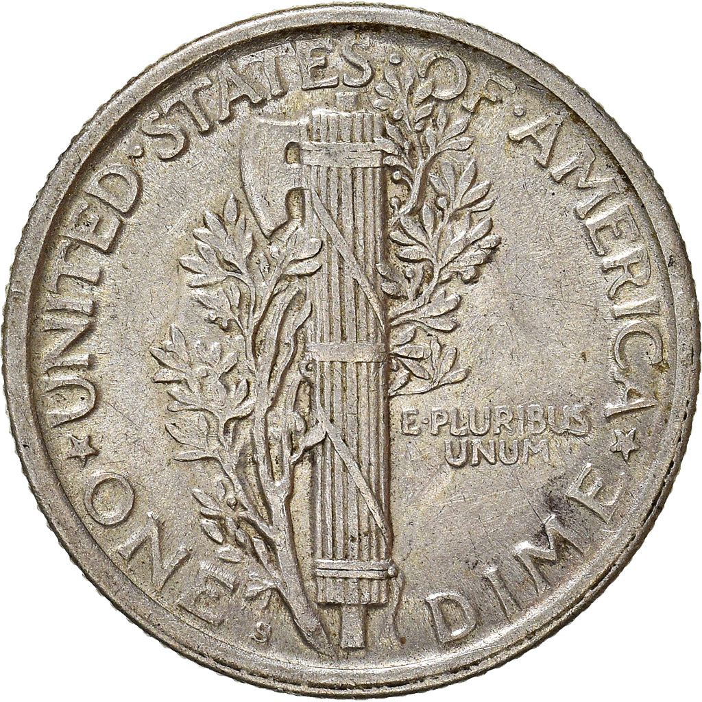Coin, United States, Mercury Dime, Dime, 1918, U.S. Mint, San Francisco