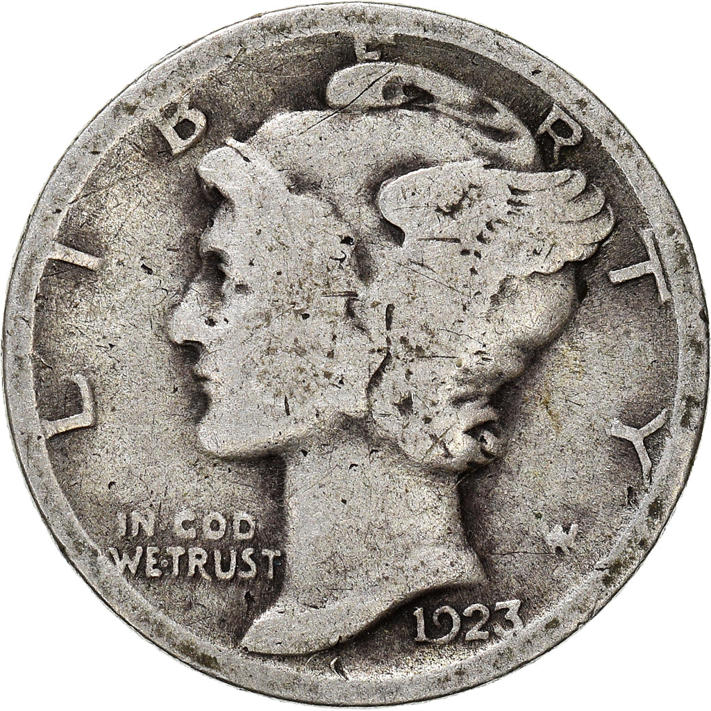 Moneta, Stati Uniti, Mercury Dime, Dime, 1923, U.S. Mint, Philadelphia, MB
