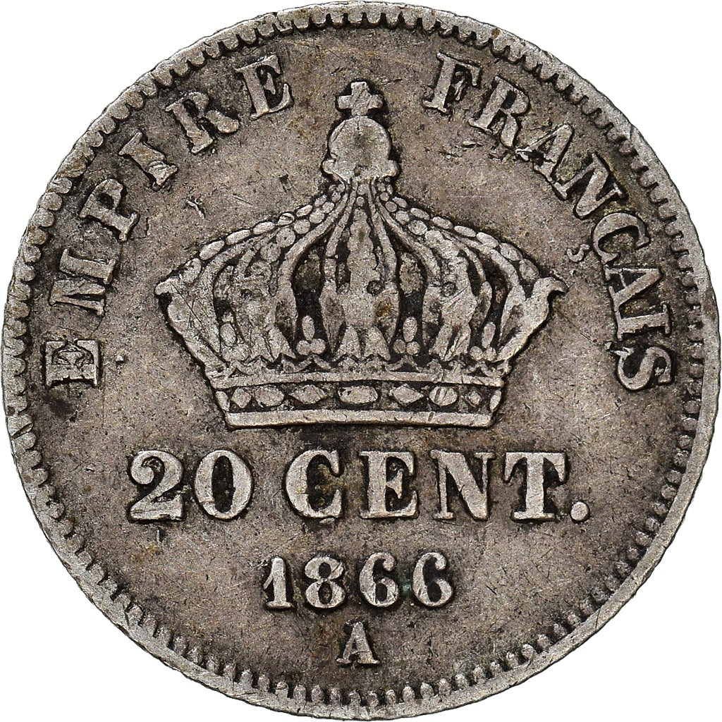 Munten, Frankrijk, Napoleon III, Napoléon III, 20 Centimes, 1866, Paris, FR+
