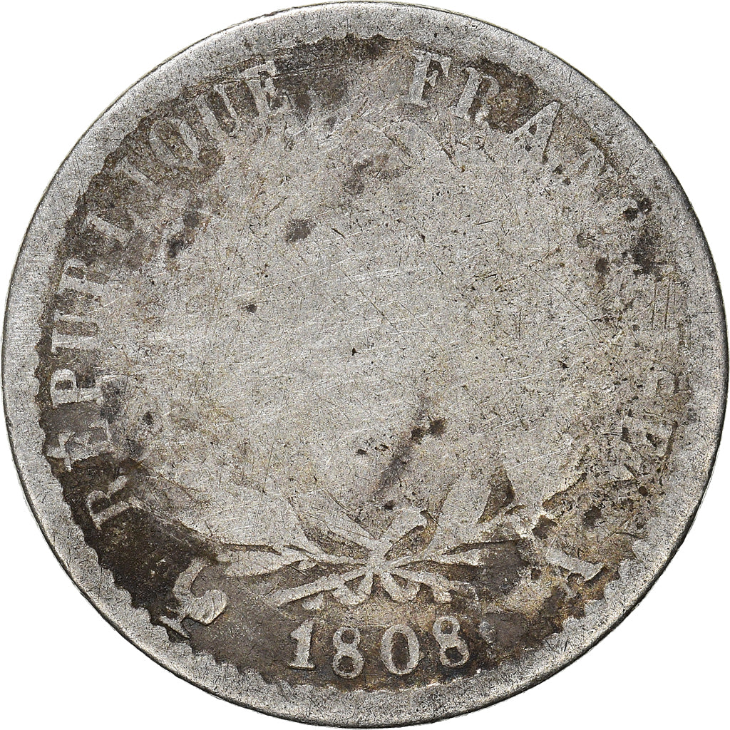 Coin, France, Napoléon I, 1/2 Franc, 1808, Paris, F(12-15), Silver, KM:680.1