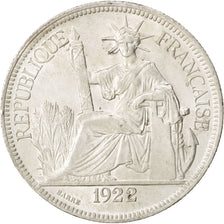 FRENCH INDO-CHINA, Piastre, 1922, Heaton, KM #5a.3, AU(50-53), Silver, Lecompte.