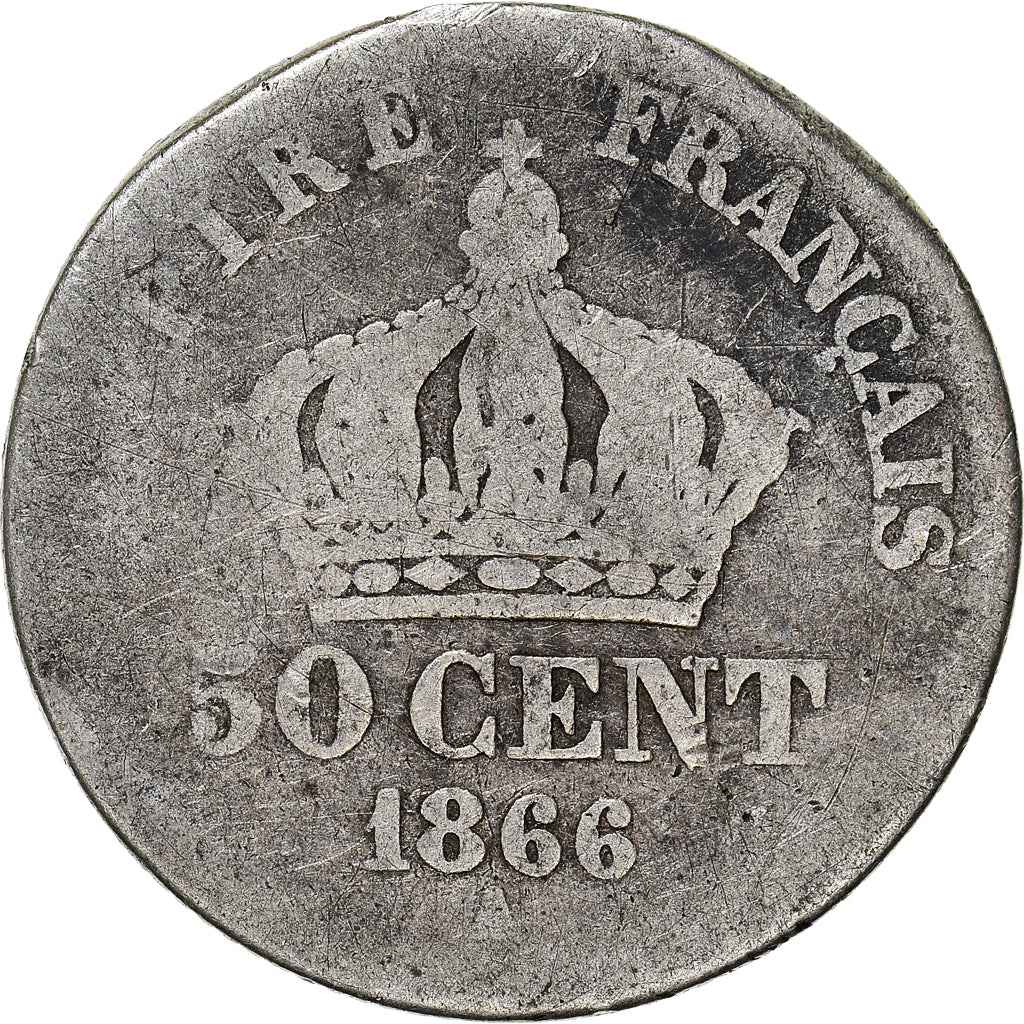Munten, Frankrijk, Napoleon III, Napoléon III, 50 Centimes, 1866, Paris, ZG+