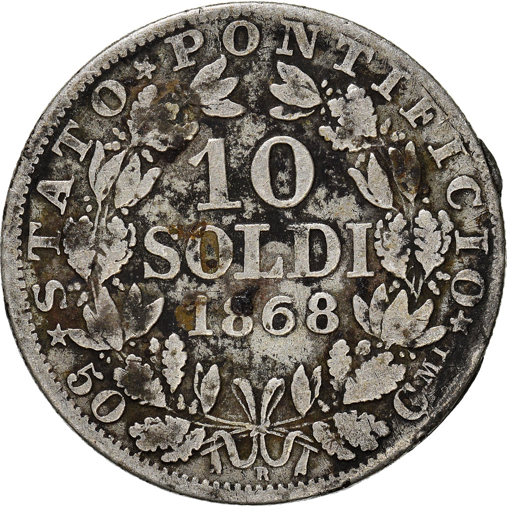 Coin, ITALIAN STATES, PAPAL STATES, Pius IX, 10 Soldi, 50 Centesimi, 1868, Roma