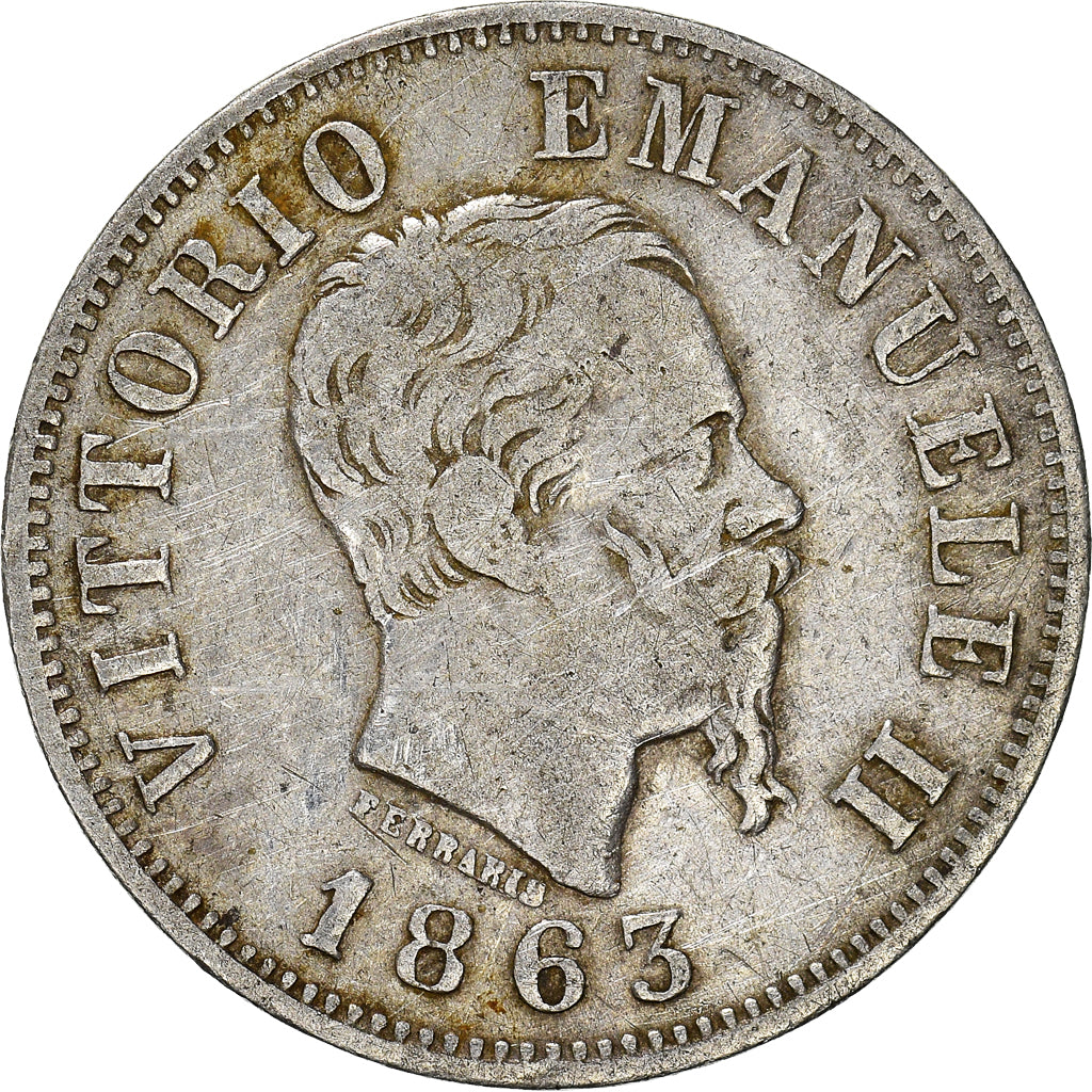 Moneta, Italia, Vittorio Emanuele II, 50 Centesimi, 1863, Milan, MB, Argento