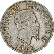 Moneta, Italia, Vittorio Emanuele II, 50 Centesimi, 1863, Milan, MB, Argento